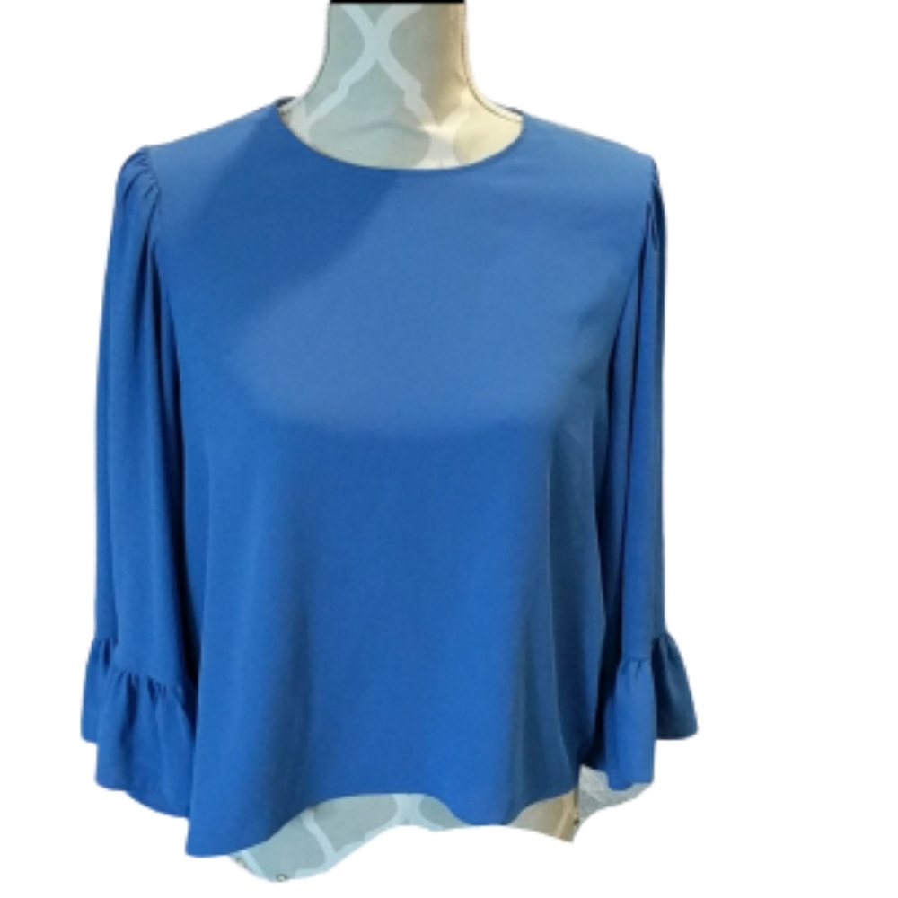 Zara hi low blouse with frilled bell sleeve